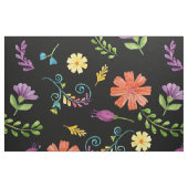 カラフルな水彩画風のメキシコのフィエスタの花 ファブリック (ファットクウォーター)