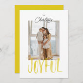 カラフルな水彩筆記体「喜び」のフラットカード シーズンカード (正面/裏面)