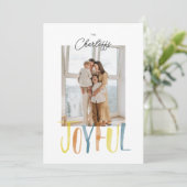 カラフルな水彩筆記体「Joyful」フレーム シーズンカード (スタンド正面)