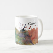 カラフルな水彩絵の具の飛沫 パーソナライズド 1 コーヒーマグカップ (正面右)
