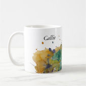 カラフルな水彩絵の具の飛沫 パーソナライズド 1 コーヒーマグカップ (左)