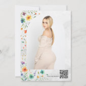 カラフルな水彩花と蝶のウェディングシャワー 招待状 (裏面)