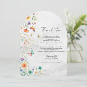 カラフルな水彩花と蝶の感謝カード 招待状 (スタンド正面)