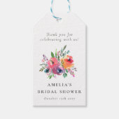 カラフルな水彩花のウェディングシャワーオーダーメイド ギフトタグ (正面)