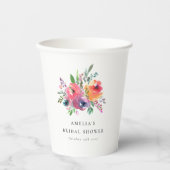 カラフルな水彩花のウェディングシャワーオーダーメイド 紙コップ (正面)