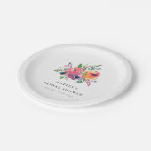 カラフルな水彩花のウェディングシャワーカスタム ペーパープレート (アングル)