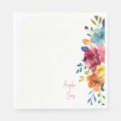 カラフルな水彩花のウェディングシャワー ランチョン スタンダードランチョンナプキン (正面)