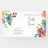 カラフルな水彩花のウェディングシャワー 横断幕 (横)