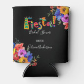 カラフルな水彩花のウェディングシャワー 缶クーラー (正面)