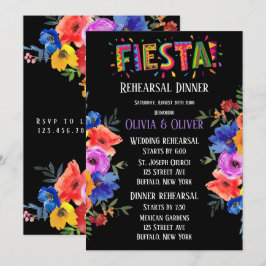 カラフルな水彩花のフィエスタリハーサルディナー 招待状