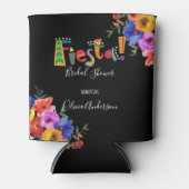 カラフルな水彩花のフィエスタ ブライダルシャワー 缶クーラー (正面)
