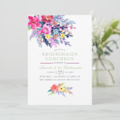 カラフルな水彩花のブライズメイドのランチ会 招待状 (スタンド正面)