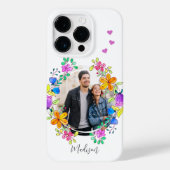 カラフルな水彩花の写真と名前のオーダーメイド Case-Mate iPhoneケース (裏面)