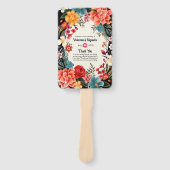 カラフルな水彩花イラストのフィエスタ・ウェディングプログラム ハンドファン (正面)