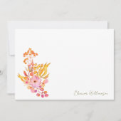 カラフルな水彩花イラストのブランチ バブルシャワー サンキューカード (正面)