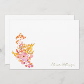 カラフルな水彩花イラストのブランチ バブルシャワー サンキューカード (正面/裏面)