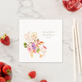 カラフルな水彩花イラストのブランチ バブルシャワー スタンダードカクテルナプキン (インサイチュ)