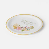 カラフルな水彩花イラストのブランチ バブルシャワー ペーパープレート (アングル)