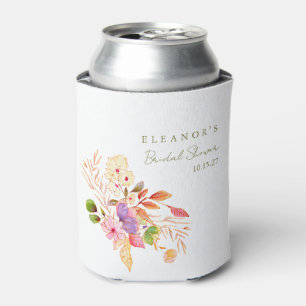 カラフルな水彩花イラストのブランチ バブルシャワー 缶クーラー
