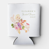 カラフルな水彩花イラストのブランチ バブルシャワー 缶クーラー (正面)