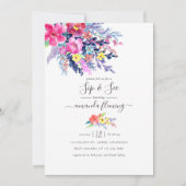 カラフルな水彩花イラストの春のお茶会招待状 招待状 (正面)