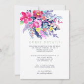 カラフルな水彩花イラストの結婚式ゲスト詳細 招待状 (正面)