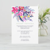 カラフルな水彩花イラストの結婚式ゲスト詳細 招待状 (スタンド正面)