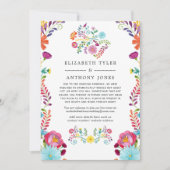 カラフルな水彩花フィエスタ結婚式ゲスト 案内状 (正面)