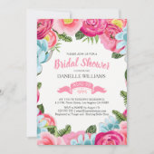 カラフルな水彩花フレーム 招待状 (正面)