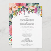 カラフルな水彩花園のウェディングメニュー メニュー (正面/裏面)