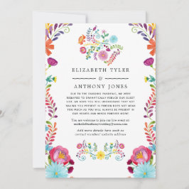 カラフルな水彩花柄のフィエスタウェディングゲスト 案内状