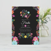 カラフルな水彩花柄のメキシカンフィエスタ 招待状 (スタンド正面)