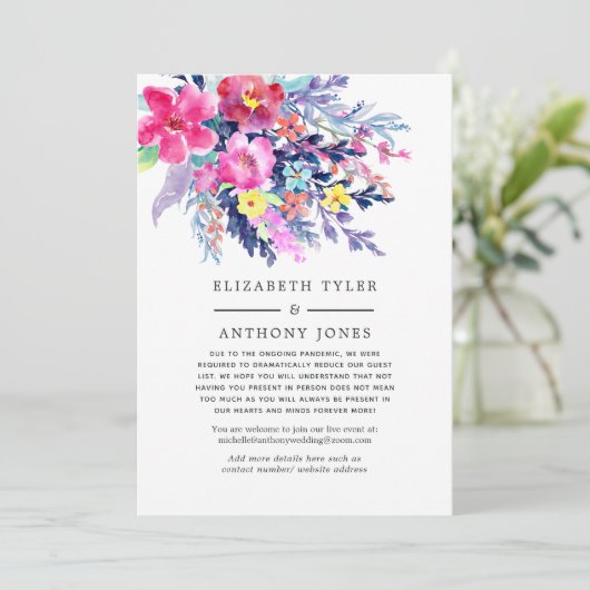 カラフルな水彩花柄の結婚式ゲストリスト 案内状 (スタンド正面)