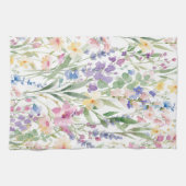 カラフルな水彩花 キッチンタオル (横)
