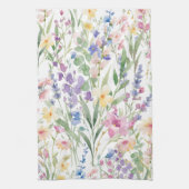 カラフルな水彩花 キッチンタオル (縦)
