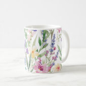 カラフルな水彩花 コーヒーマグカップ (正面右)
