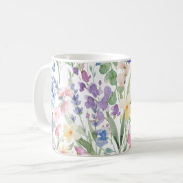 カラフルな水彩花 コーヒーマグカップ