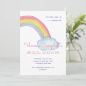 カラフルな水彩虹の花嫁シャワー 招待状 (スタンド正面)