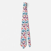 カラフルな水彩蝶の虹のパターン ネクタイ (正面)