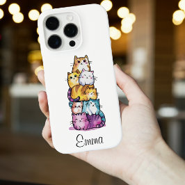 カラフルな水彩風の猫のイラスト カスタムデザイン iPhone 16 PROケース
