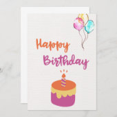 カラフルな水彩風船のハッピーバースデーカード" 招待状 (正面/裏面)