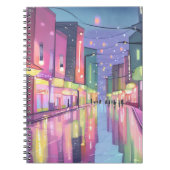 カラフルな水彩 ロフィシティの夜の灯り ノートブック (正面)