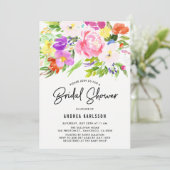 カラフルな水彩 春の花々 ブライダルシャワー 招待状 (スタンド正面)