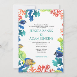 カラフルな水族館の結婚式招待状 招待状