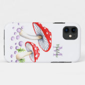 カラフルな水玉の水彩キノコモノグラム Case-Mate iPhoneケース (裏面(横))