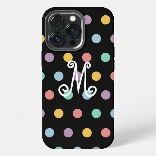 カラフルな水玉モノグラム iPhoneケース (裏面)