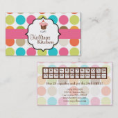 カラフルな水玉模様のコップのケーキのベーカリーの名刺 名刺 (正面/裏面)