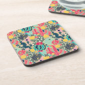 カラフルな水玉模様のサボテンパターン コースター (左側)