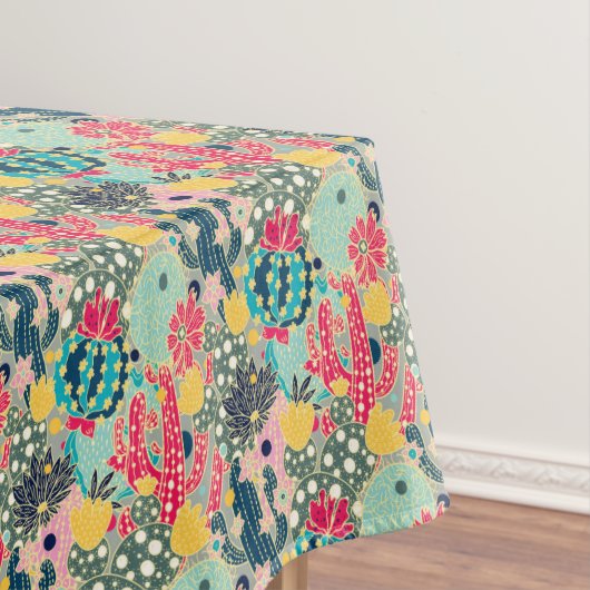 カラフルな水玉模様のサボテンパターン テーブルクロス (インサイチュ)
