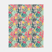 カラフルな水玉模様のサボテンパターン フリースブランケット (正面)